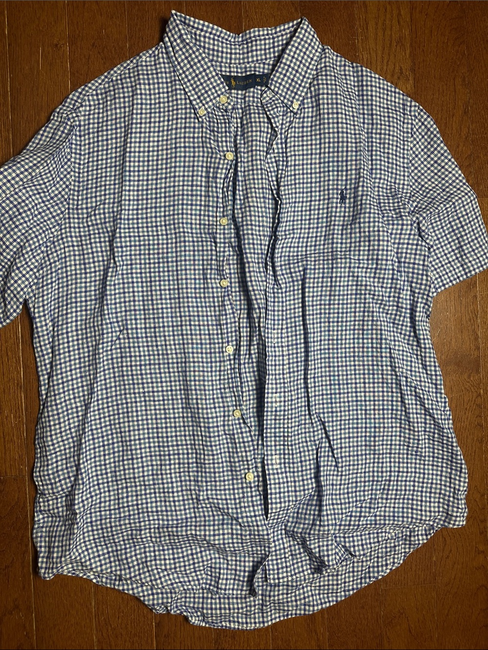 Ralph Lauren Men’s Navy and White Gingham Button-Down Shirt